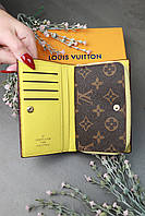 Женский кошелек коричневый + желтый Луи Виттон книжка