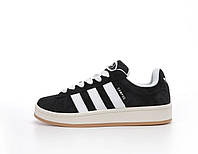 Мужские кроссовки Adidas Campus Core Black (черные) модные демисезонные повседневные кроссовки 14406 Адидас