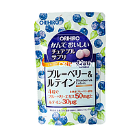 Вкусная черника с лютеином Япония ORIHIRO Chewable Blueberry & Lutein 30 дней