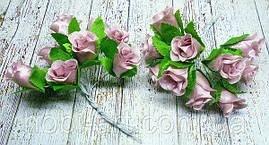 Троянди з тканини (пучок 9-10шт) пудрові