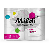 Папір туалетний целюлозний "Mildi Smart", по 4 рулони, на гільзі, 2-х шар., білий КОХАВИНКА