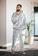 Пижама мужская тёплая кенгуру из мягкого двухстороннего плюша стриженный кролик