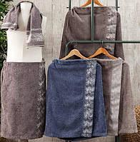 Мужской набор полотенец Pupilla Flor для сауны: полотенце на липучке, лицевое полотенце, тапочки