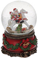 Музыкальный водяной шар "Санта на белом Коне" 14см с заводным механизмом