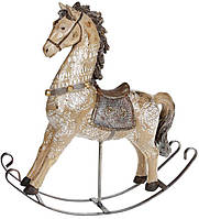 Декоративная статуэтка-качалка "Лошадка" 27х7.5х30см, полистоун, коричневая с золотом