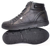 Размеры 40, 41, 42, 43, 44, 45  Зимние, теплые, трекинговые кожаные ботинки кроссовки Maxus на меху, черные