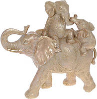 Декоративна статуетка "Слониха з дітьми" 32х13.5х29.5 см, полістоун, золото