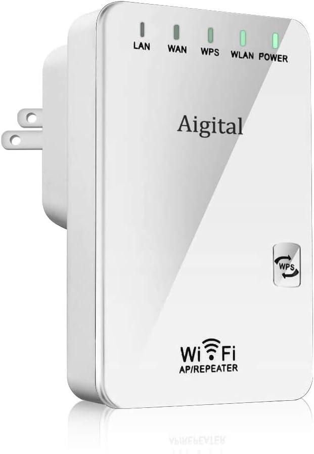 Подовжувач WIFI - Aigital з режимами точки доступу, швидкість 300 Мбіт/с, ретранслятор з функцією WPS (Чорний)