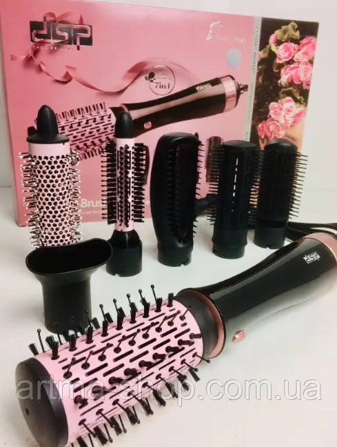 Фен стайлер DSP 7 в 1 Мощность 1000 Ватт Кератиновое покрытие Температура 200 градусов