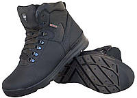 Размеры 40, 41, 42, 43, 44, 45  Кожаные мужские зимние ботинки Maxus на меху, черные, полноразмерные