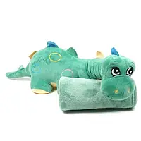 Плед-подушка, игрушка 3в1 Динозаврик, 80 см, зеленый
