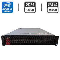Сервер Dell PowerEdge R730xd 24SFF 2U Rack / 2x Intel Xeon E5-2690 v4 (14 (28) ядер по 2.6 - 3.5 GHz) / 128 GB DDR4 / 2x 450 GB
