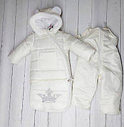 Зимовий теплий дитячий комбінезон-трансформер 3в1 на овчині: курточка, конверт для ніг, напівкомбінезон