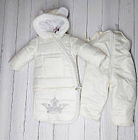 Зимовий теплий дитячий комбінезон-трансформер 3в1 на овчині: курточка, конверт для ніг, напівкомбінезон
