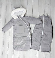 Зимний детский теплый комбинезон-трансформер 3в1 на овчине: курточка, конверт для ног, полукомбинезон