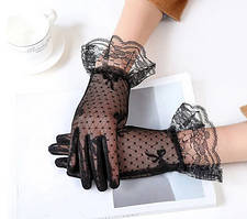 Рукавички ажурні вечірні чорні