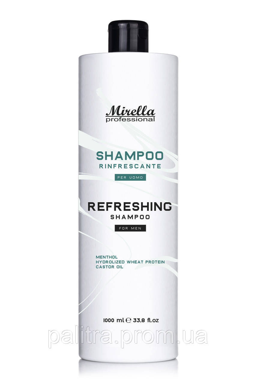 Шампунь для чоловіків, з ментолом і касторовою олією 1000 мол, Mirella Professional Shampoo