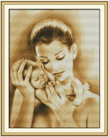 Набір для вишивання за нанесеною на канву схемою "Mother and Son". AIDA 14CT printed, 34*44 см
