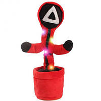 Интерактивная детская игрушка танцующий кактус Игра в кальмара поет танцует светится QD-227 на аккумуляторе