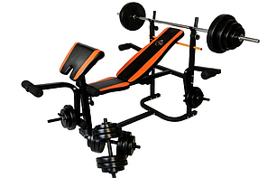 Лава Для Жиму універсальна WCG 0020 з партою Скотта + Набір штанга і гантелі на 60 кг  JGR