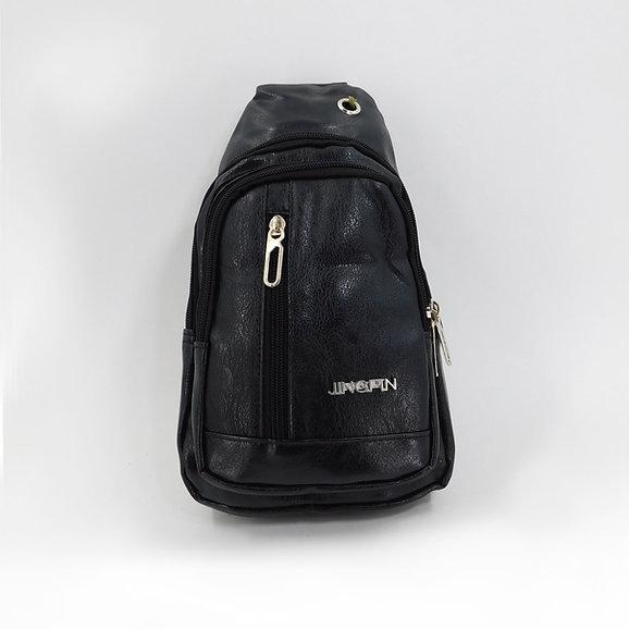 Чоловіча сумка слінг чорна на блискавці 30*18 см зі штучної шкіри Cans