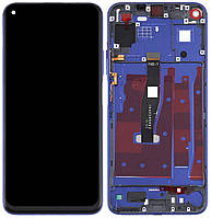 Дисплей модуль тачскрин Honor 20; Huawei Nova 5T черный оригинал в рамке синего цвета Sapphire Blue