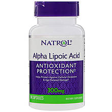 Альфа-ліпоєва кислота, Alpha Lipoic Acid, Natrol, 300 мг, 50 капсул