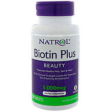 Біотин плюс лютеїн, Biotin Plus with Lutein, Natrol, 60 таблеток