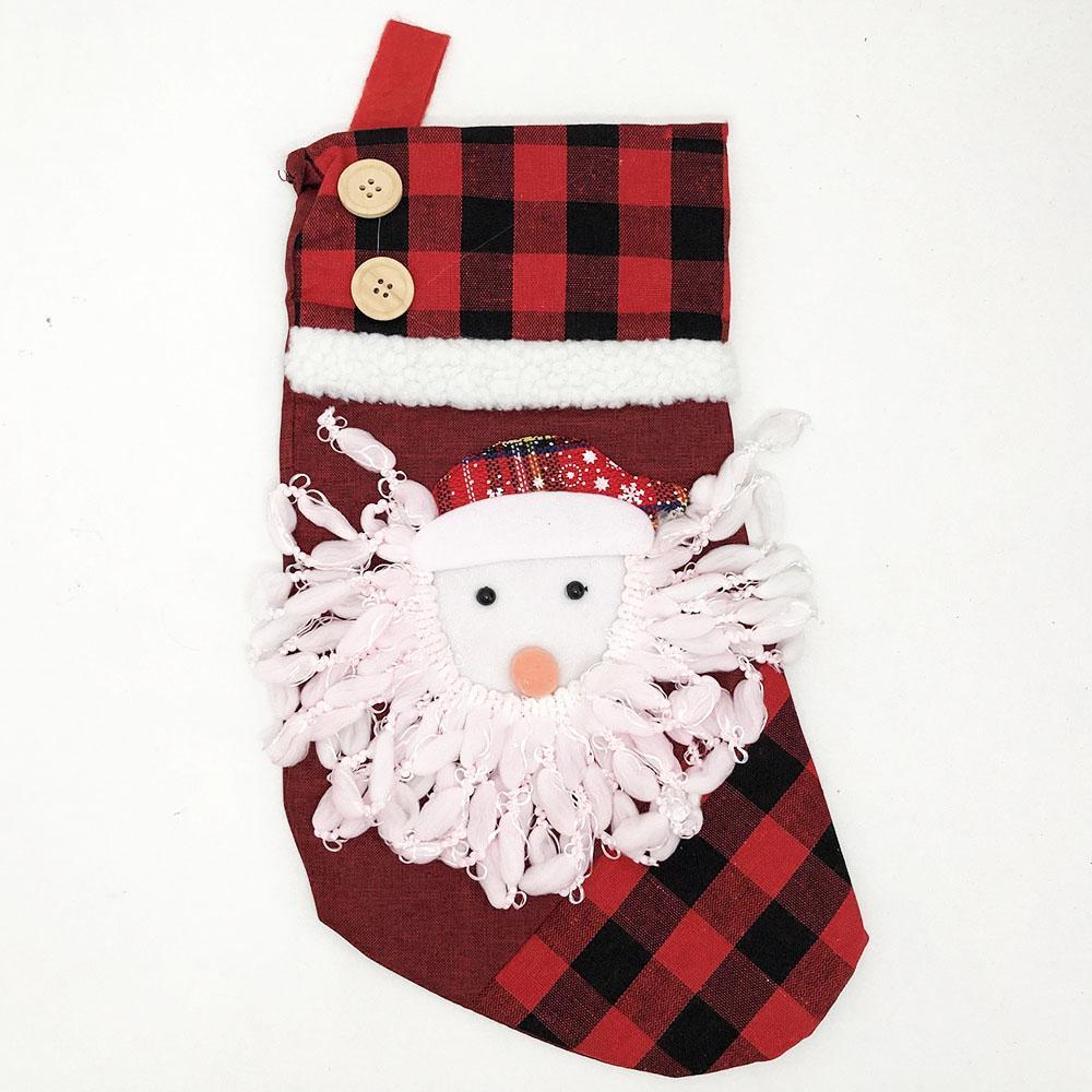 Чобіток для подарунків. Червоний. Обличчя Діда Мороза, фото 1