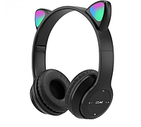 Беспроводные наушники «кошачьи уши» с микрофоном, Bluetooth-наушники Cat Ear P47 Черные
