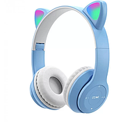 Беспроводные наушники «кошачьи уши» с микрофоном, Bluetooth-наушники Cat Ear P47 Синие