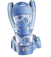 Хипсит Эрго-рюкзак кенгуру переноска Baby Carrier 6 в 1 Синий с цветочками (n-1418)