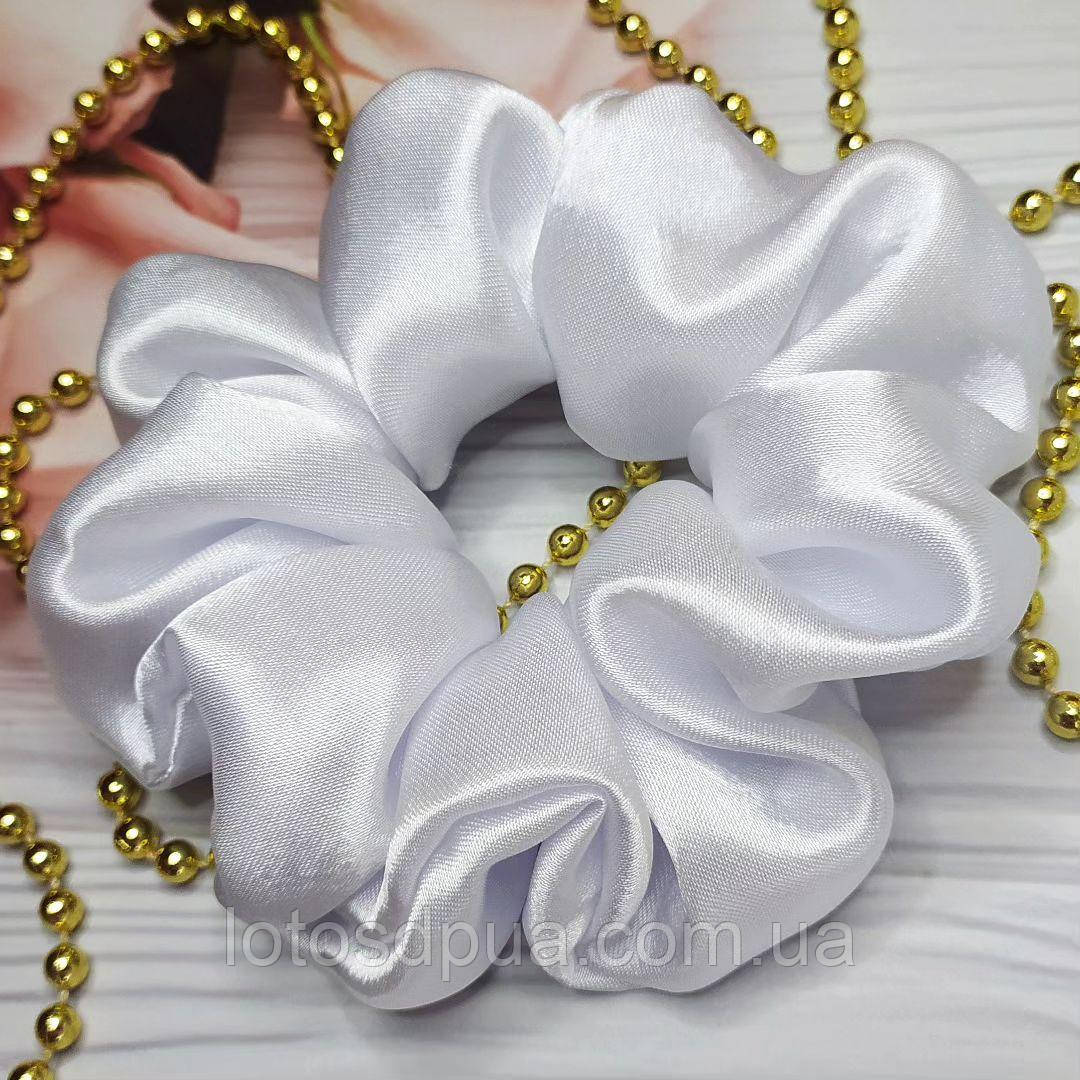 Резинка для волосся "Скранч шовк-сатин" (білий, резинка на голову, резинка жіноча)