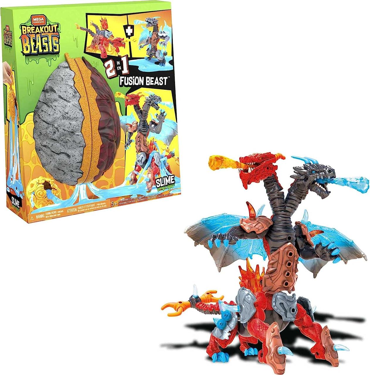 Велике яйце спрприз Дракон конструктор 2в1 Mega Construx Breakout Beasts 2-в-1 Fusion