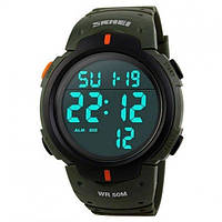 Часы наручные мужские SKMEI 1068AG, армейские часы противоударные. ZB-983 Цвет: зеленый