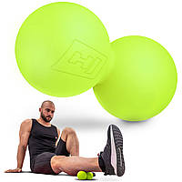 Силіконовий масажний подвійний м'яч 63 мм Hop-Sport HS-S063DMB салатовий l