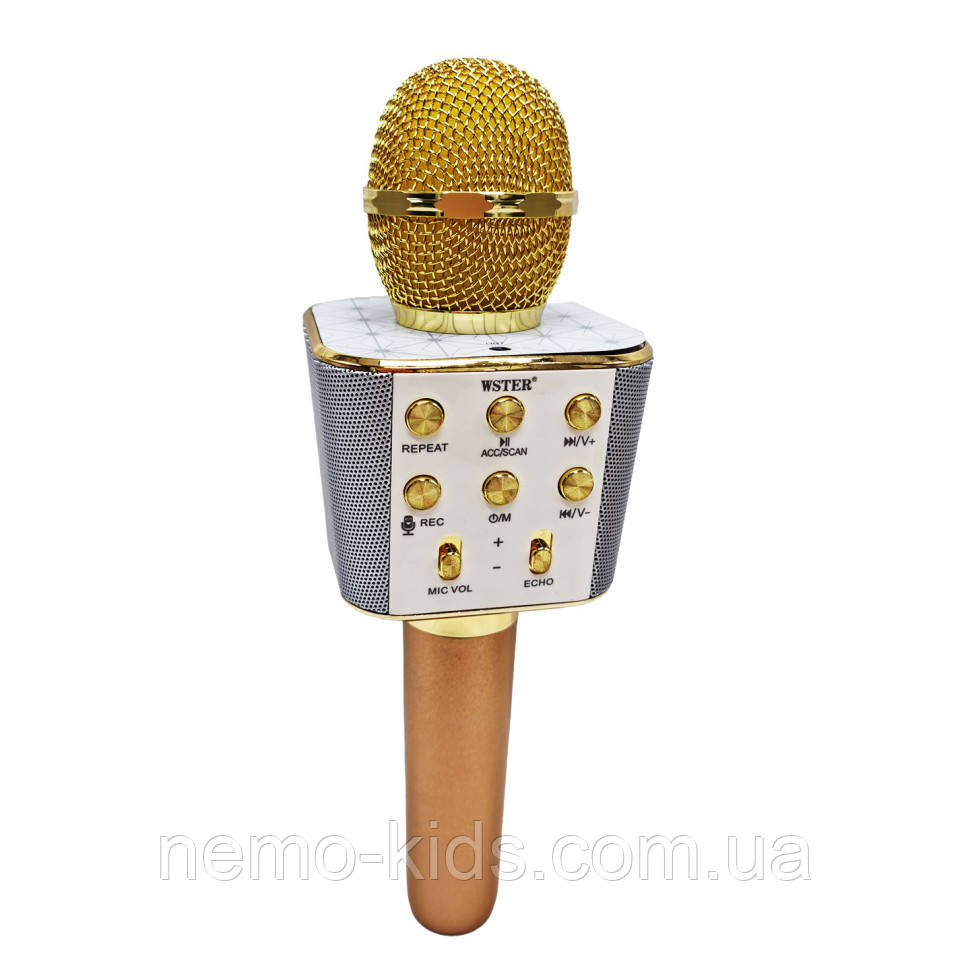Караоке микрофон WSTER Bluetooth золотой