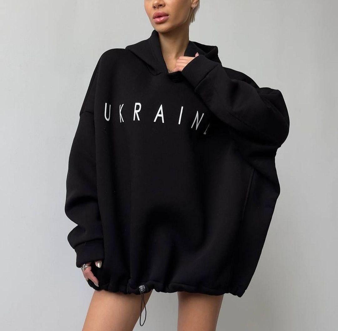 Жіночий теплий худі oversize з написом UKRAINE,Україна