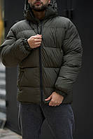 Пуховик мужской зимний оверсайз до -30* Heat хаки Куртка мужская зимняя дутая с капюшоном Люкс качества