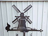 Флюгер Млин, Вітряк, флюгер на дах з металу 2 мм., фото 3