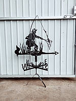 Флюгер Рибак з підсакою, флюгер на дах з металу 2 мм.