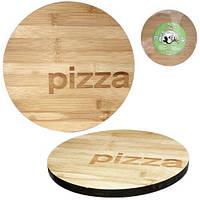 Доска кухонная Pizza диаметр 30см для пиццы бамбуковая ST DP37958 GR, код: 7425784