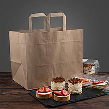 Паперові крафт-пакети 320х220х240 мм (з ручками)