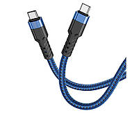 Быстрая зарядка hoco. U110 Type C to Type C Data Cable 3A 1.2 м Blue TP, код: 8024586