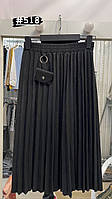 Стильная юбка медиум на резинке трикотаж чёрная
