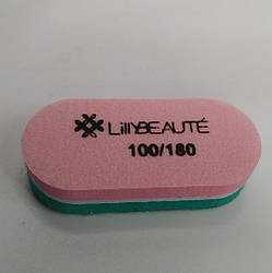 Баф Lilly Beaute 100/180, округлі краї, упаковка 40 шт, Зелений з рожевим