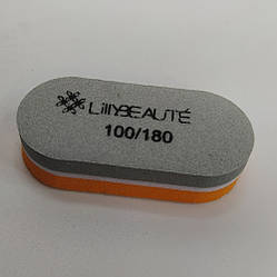 Баф Lilly Beaute 100/180, округлі краї, упаковка 40 шт, Помаранчевий з сірим