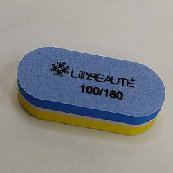 Баф Lilly Beaute 100/180, округлі краї, упаковка 40 шт, Жовто-блакитний