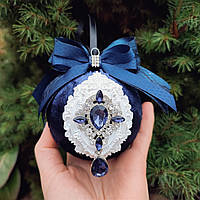 Куля на ялинку темно синя №12