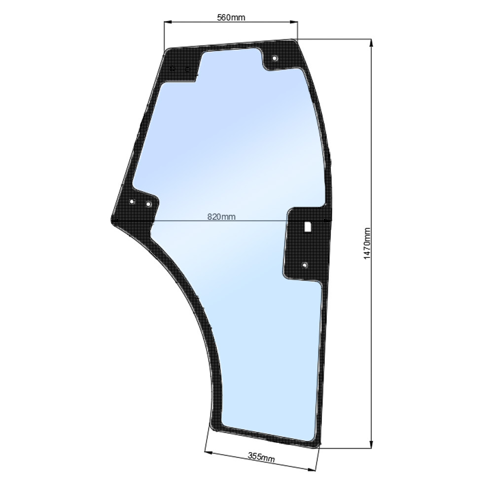 Скло дверей правого JM 244/3244/404С (h=1470, L=560x820x355), фото 1